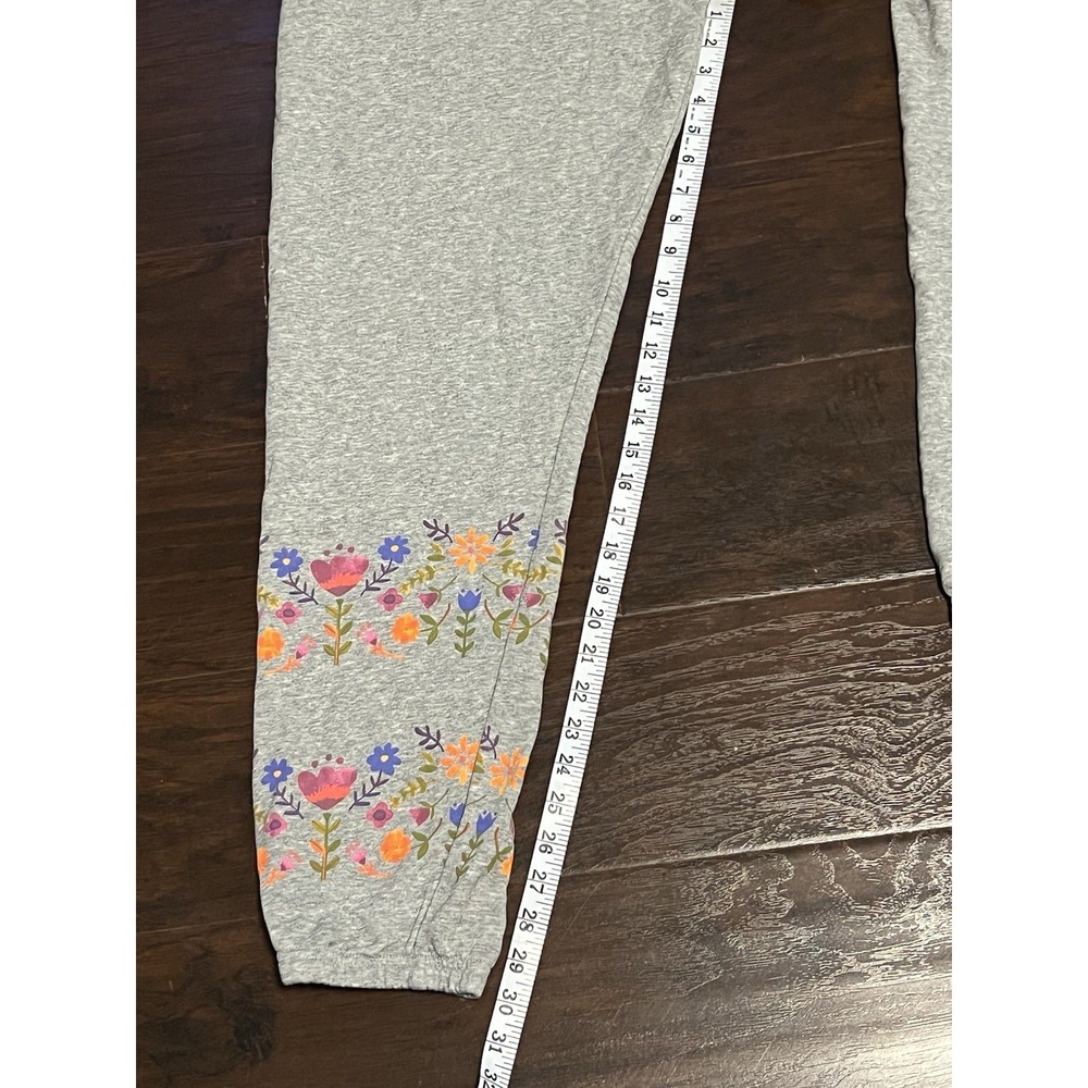 Natural Life Sz L Graphic Boho Jogger Sweatpants Love Floral Lounge Comfy - Picture 3 of 5